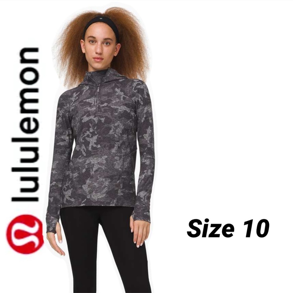 Luluelmon Camo Warm Stabilizer 1/2 Zip Hoodie size 10